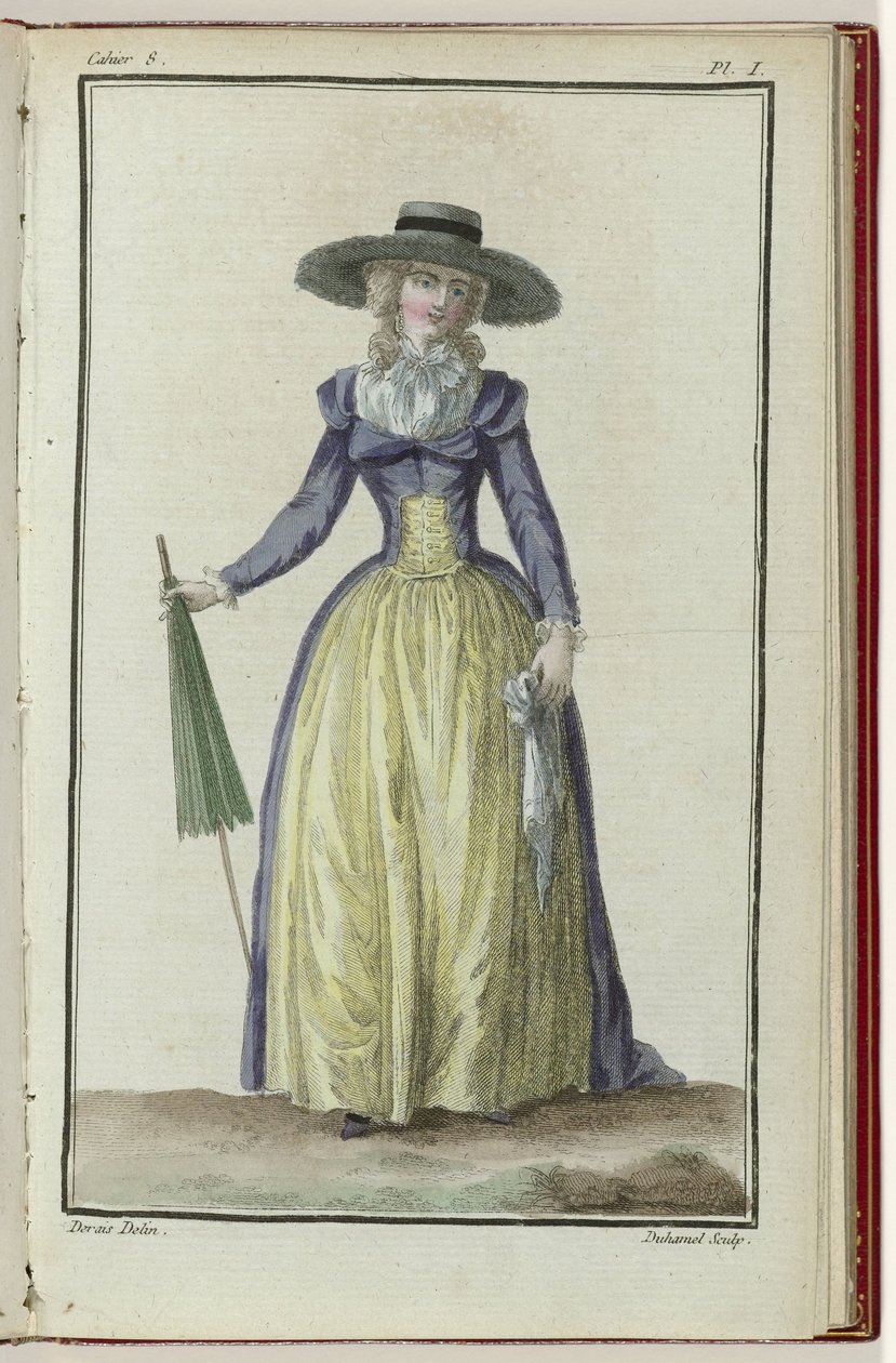Cabinet des Modes eller Les Modes Nouvelles, 1. marts 1786, 8. notesbog, pl. jeg af A.B. Duhamel