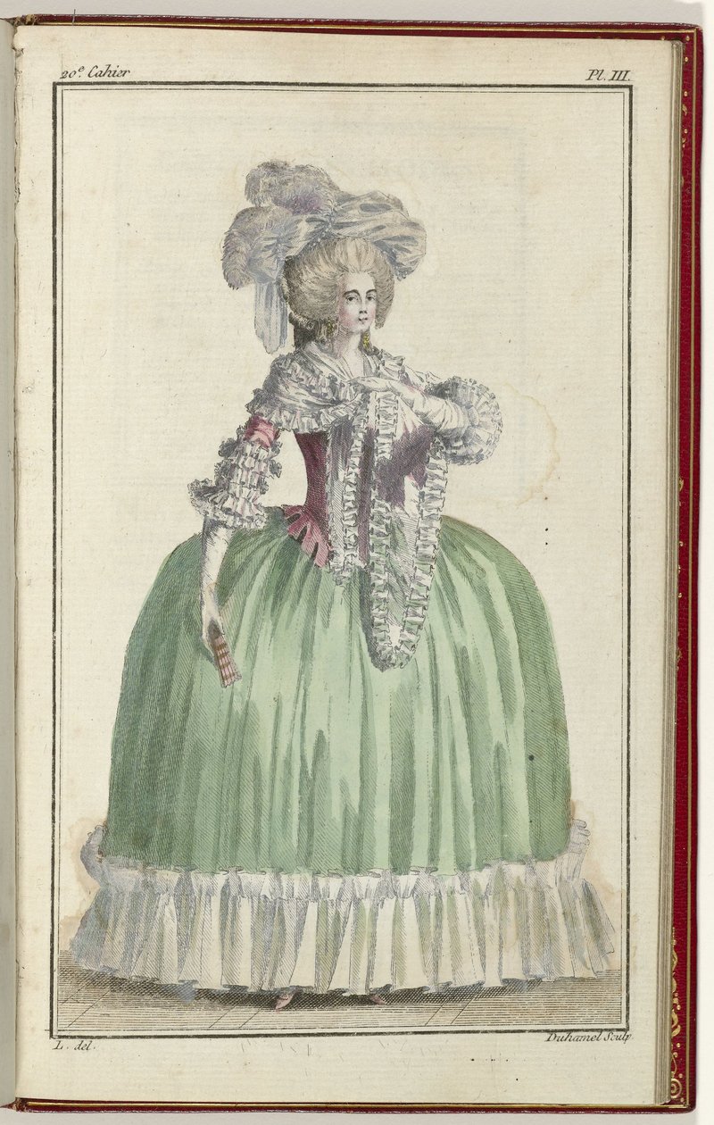 Cabinet des Modes eller New Modes, 1. september 1786, pl. III af A.B. Duhamel