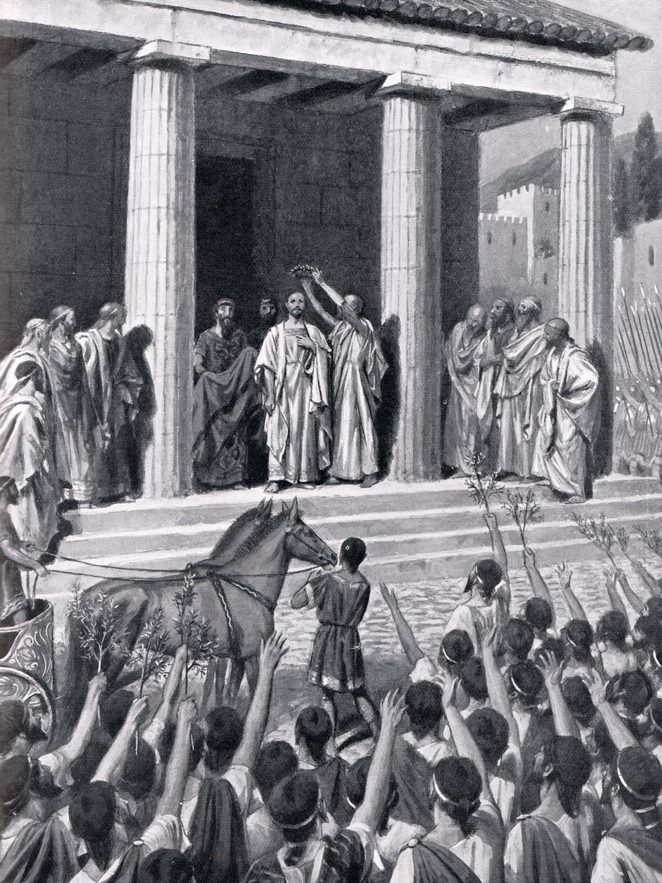 Themistokles hædret i Sparta, illustration fra 