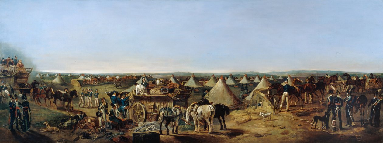 Det 10. Regiment af Dragoner ankommer til lejren, Brighton, ca. 1803 af A.E. Eglington