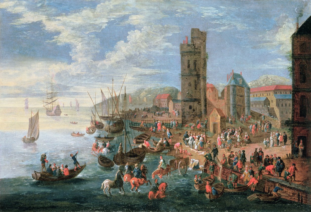 En havnescene af A.F. and Bouts, P. Boudewyns