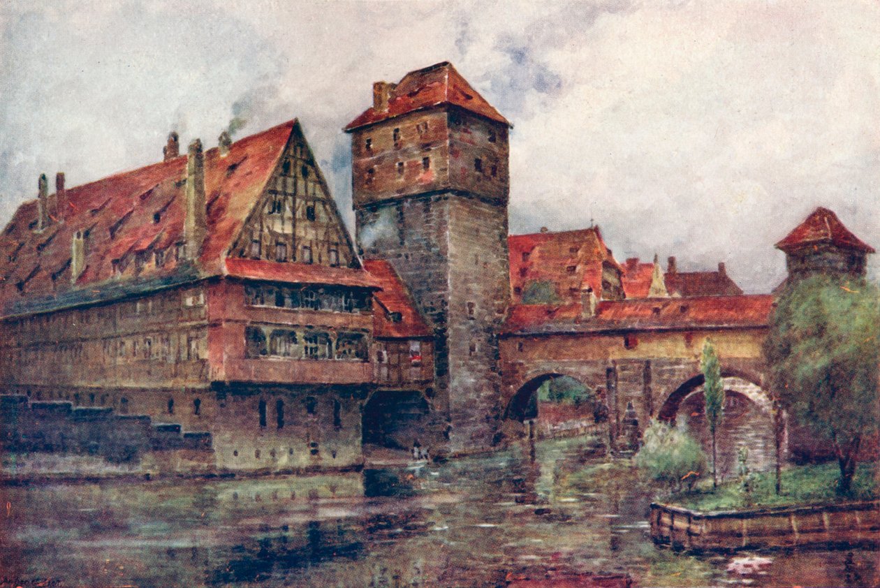 Henkersteg, med Wasserturm, Nürnberg, Tyskland, c1905 af AG Bell