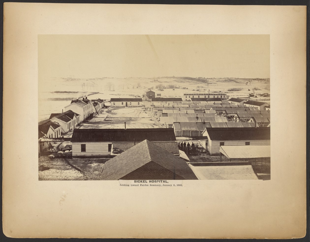 Sickel Hospital, set mod Fairfax Seminary, 5. januar 1864. af A.J. Russell