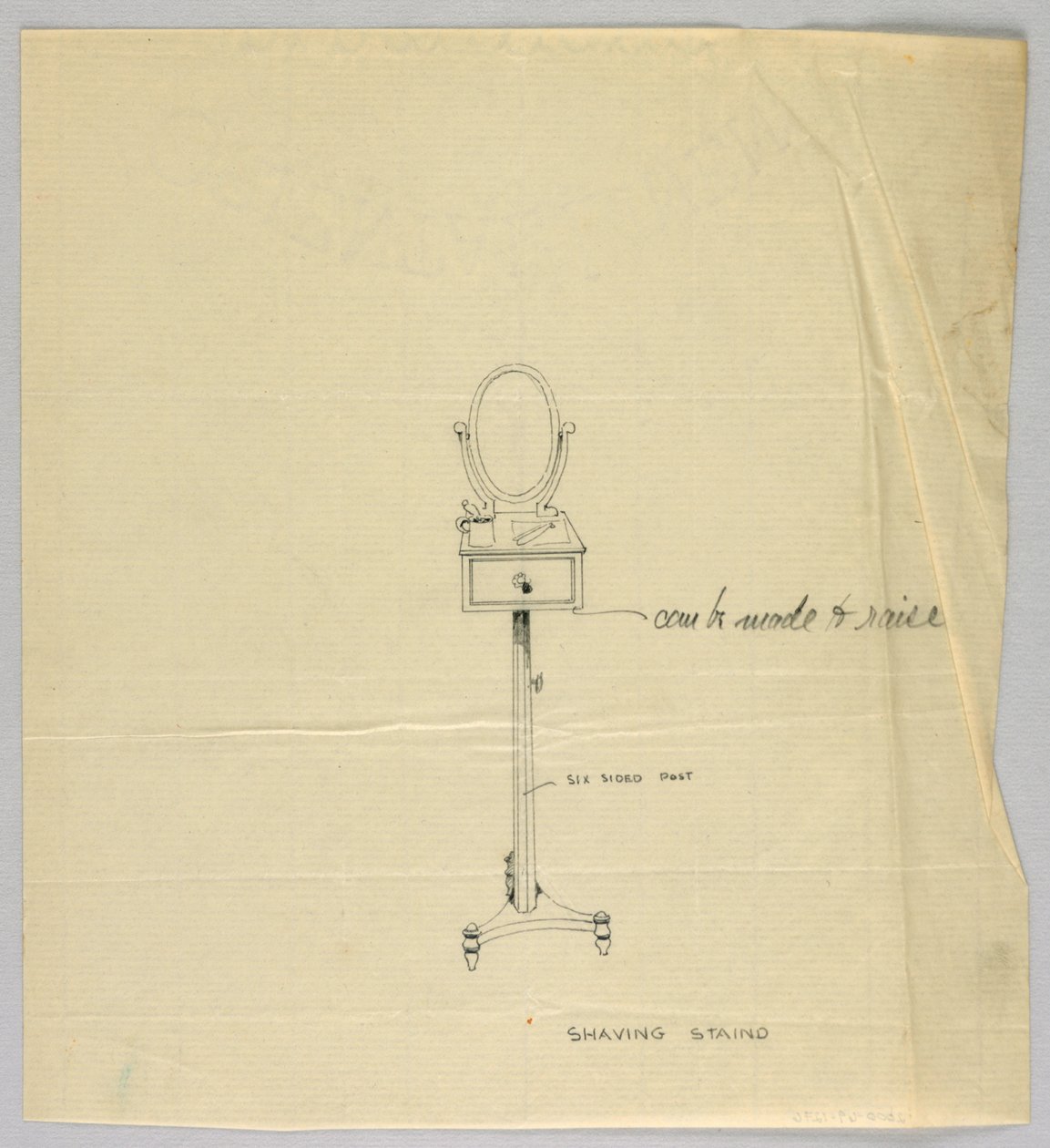 Design til barberstativ med ovalt spejl af A.N. Davenport Co.