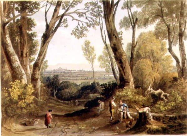 Hereford, fra Dynedor Hill, indgraveret af Theodore H. A. Fielding (1781-1851), pub. i 