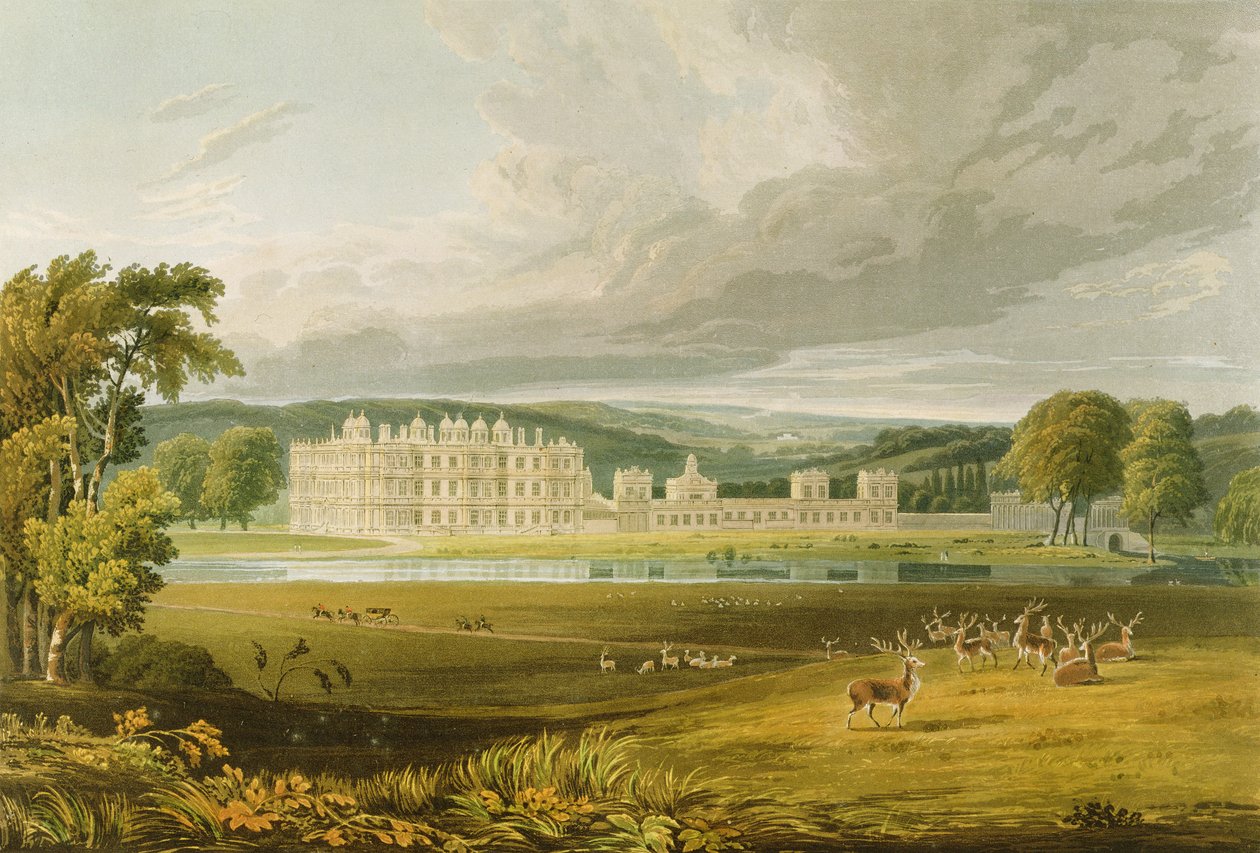 Longleat, Wiltshire, sædet for Marquis of Bath, efter en skitse af Frederick MacKenzie, indgraveret af Robert Havell (1769-1832) 1816 af A.V. Copley Fielding