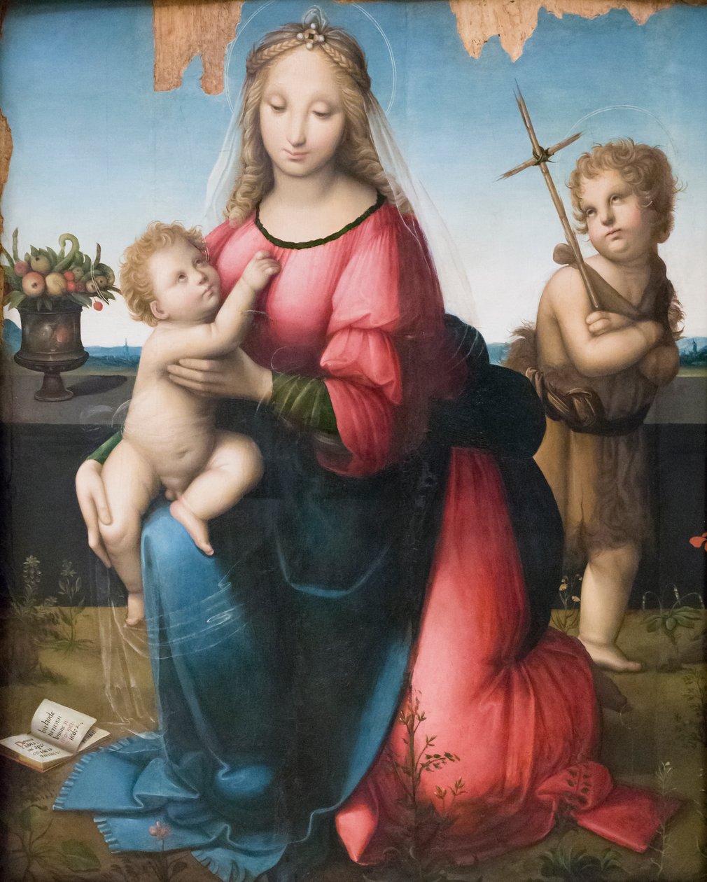 Madonna og barn med den unge St John, Andrea Piccinelli kendt som il Brescianino (olie på panel) af A. (1485 c.1525) Piccinelli