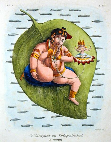 Narayana eller Vatapatrakai graveret af de Marlet (farve litho) af A. (after) Geringer