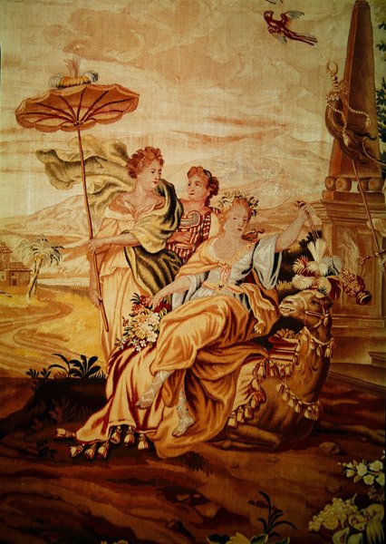 Asien, fra et gobelin med verdens fire verdenshjørner, detalje af en gruppe af figurer i midten ved kamelen (detalje af 194760) af A. Baertams