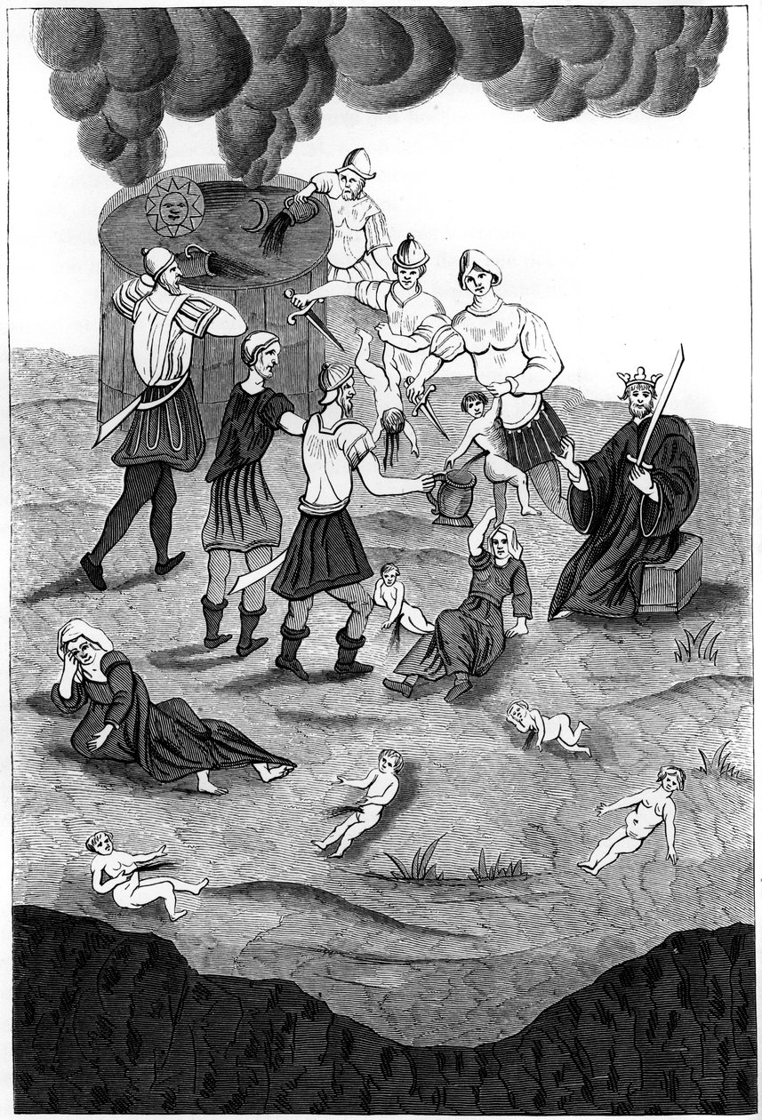 Jøder tager blodet fra kristne børn for deres mystiske ritualer, 1849 af A. Bisson