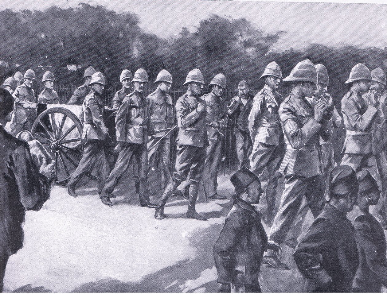 Begravelse med militær ære for en boerfange i Simonstown, fra After Pretoria: The Guerilla War udgivet af Harmsworth Bros Limited, 1901 af A. C. Ball