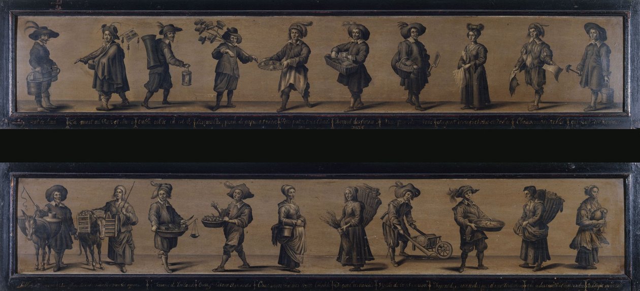 Les Cris de Paris, i 1634 (olie på træ) af A. Doy
