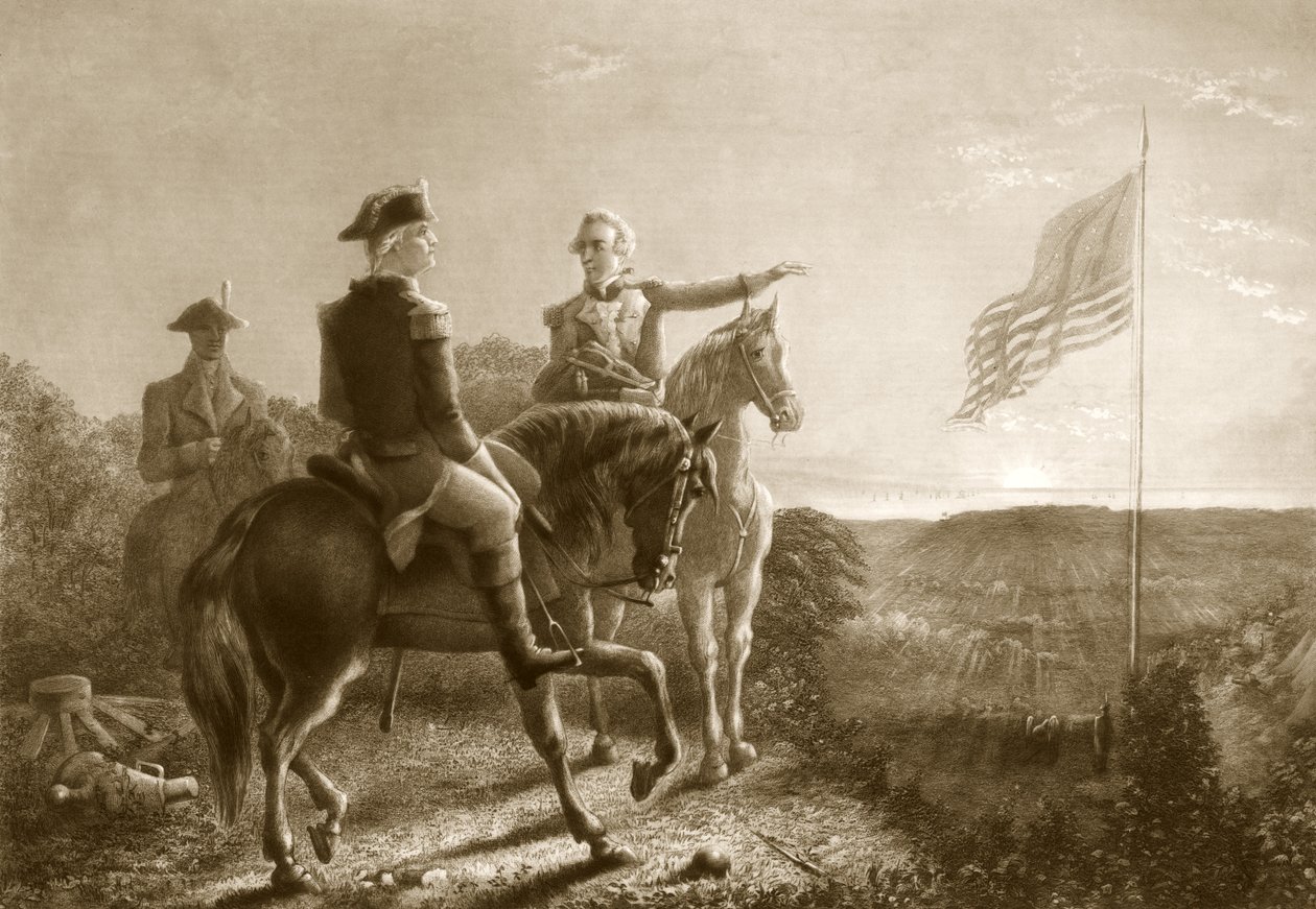 The Dawn of Peace, Morning of the Surrender of Yorktown, pub. 1881 af A. Gilchrist Campbell