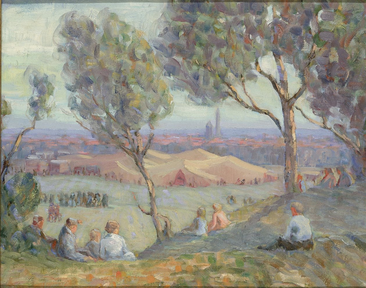Udsigt fra Arlington Heights med Chautaqua Tents og Washington-monumentet i baggrunden af A. H. O. Rolle