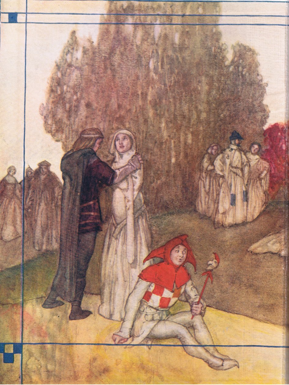 Indvendigt coverdesign fra Tales from Shakespeare pub. af Ward Lock & Co Ltd, 1930-40