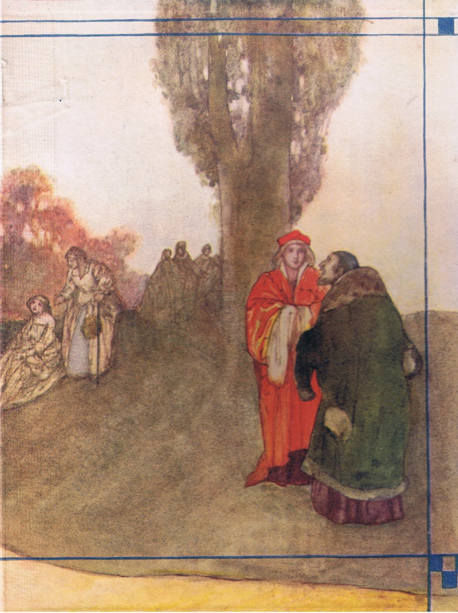 Indvendigt coverdesign fra Tales from Shakespeare pub. af Ward Lock & Co Ltd, 1930-40