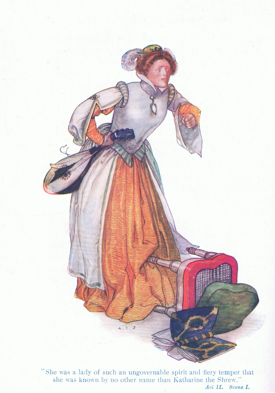 Katherine var en dame med ustyrlig ånd og brændende temperament (The Taming of the Shrew), fra Tales fra Shakespeare pub. af Ward Lock & Co Ltd af A. Jackson