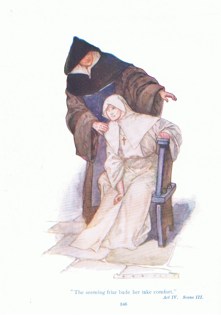 Den tilsyneladende friar bad hende trøste sig (Measure for Measure), fra Tales from Shakespeare pub. af Ward Lock & Co Ltd af A. Jackson
