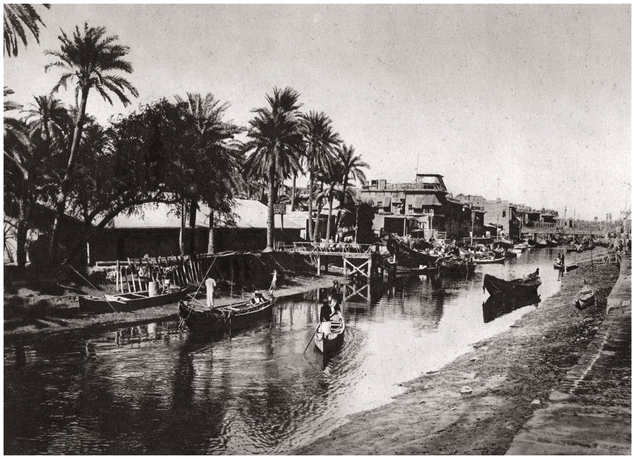 Ashar Creek, der fører til Shatt al-Arab, Basra, Irak, 1925. af A. Kerim