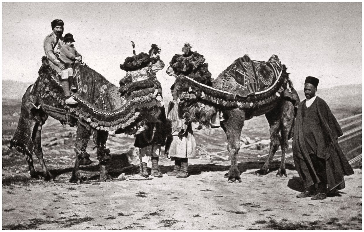 Pilgrimme med deres kameler på vej til Karbala, Irak, 1925 af A. Kerim