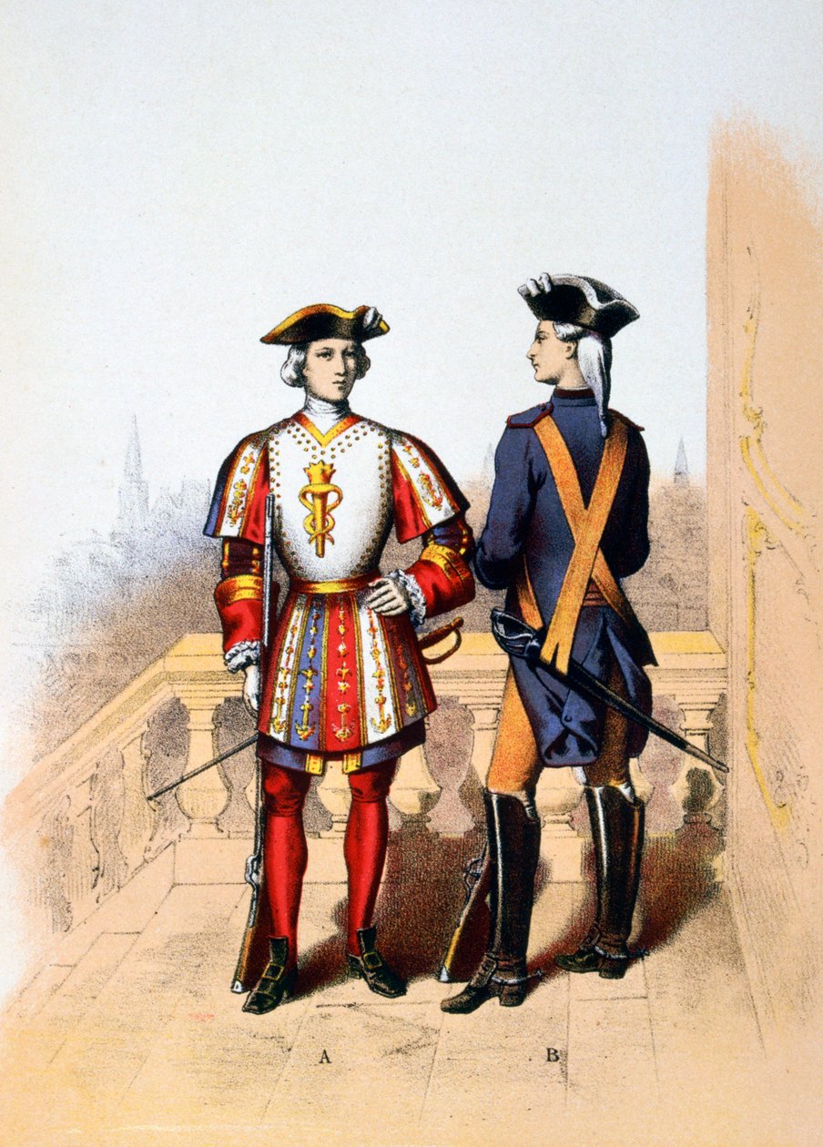 Kongelig vagt for kongen og kavaler, 1700-tallet 1887 af A. Lemercier