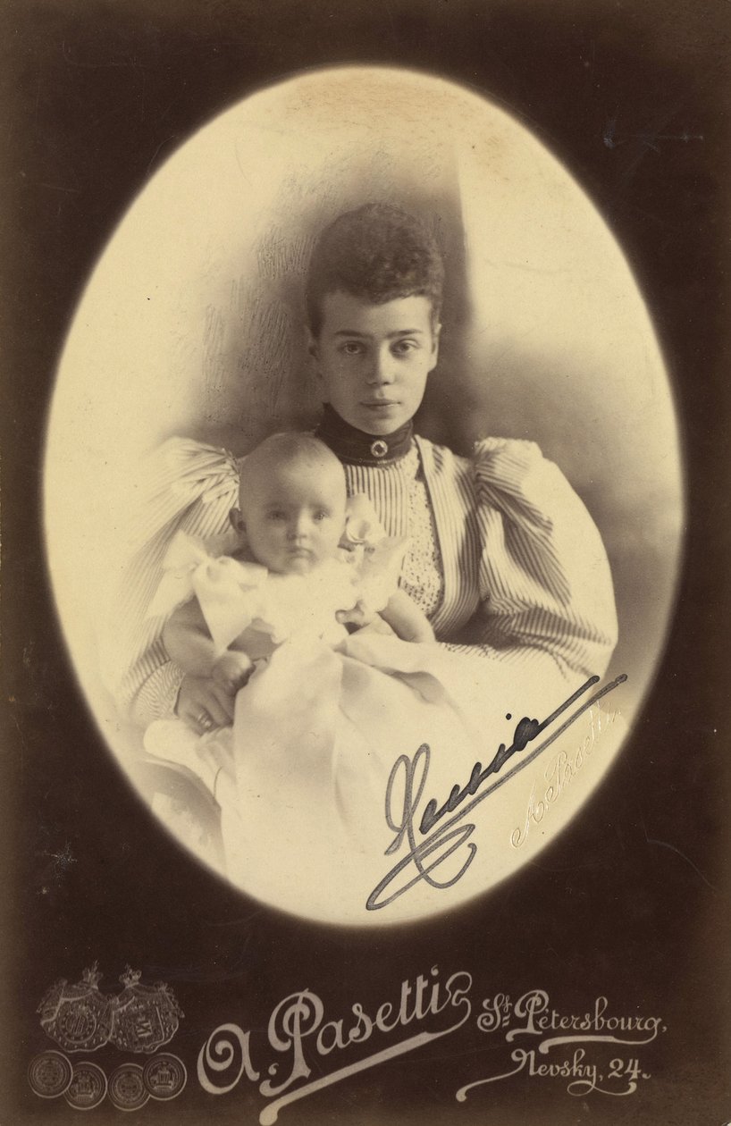 Xenia Alexandrovna de Russie et sa fille, la prinsesse Irina Alexandrovna - Storhertuginde Xenia Alexandrovna af Rusland (1875-1960) med datteren Irina Alexandrovna (1895-1970), af fotostudiet A. Pasetti. Albumin foto af A. Pasetti Photo Studio