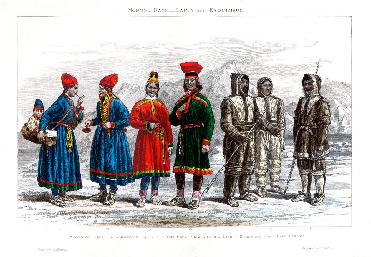 Mongolsk Race, Lapper og Eskimoer, 1800-1900. af A. Portier