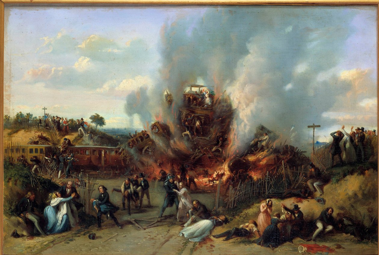 Jernbanekatastrofe i Bellevue på Versailles jernbane 8/05/1842 Maleri af A. Provost (aktiv 1834-1855) 1842 Sceaux, musee de l