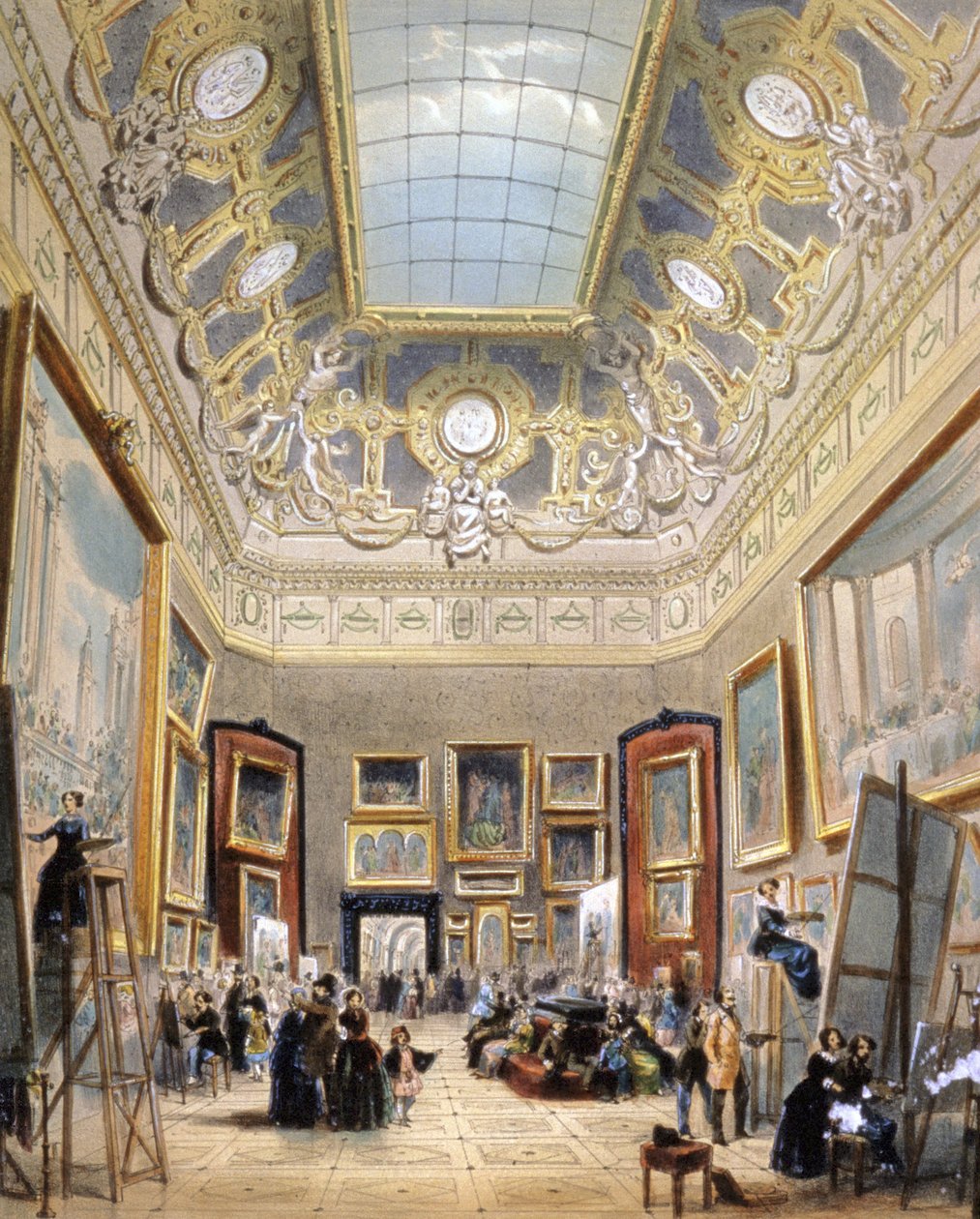 Studiedag ved Louvre, ca. 1850 (litografi) af A Provost