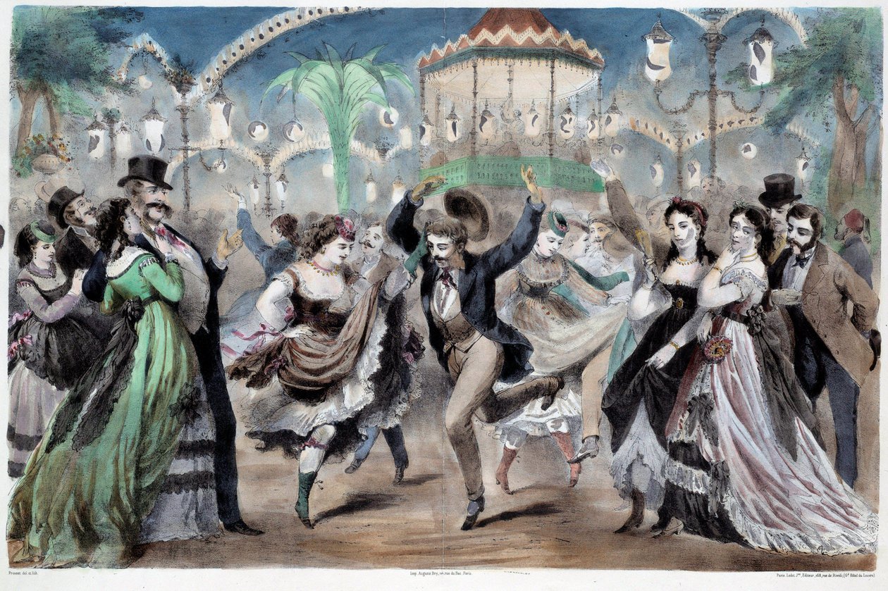 Mabille Scene dansebal. Litografi af A. Provost (aktiv omkring 1834-1855) Paris, Musee Carnavalet af A Provost