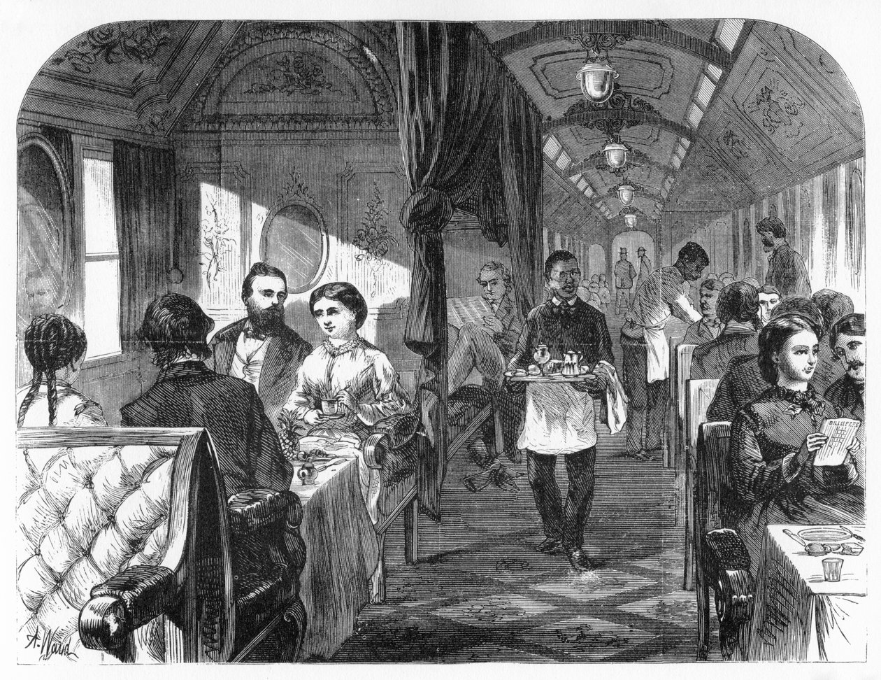 Palace Hotel Car, Union Pacific Railroad, c1870. af A. R. Ward