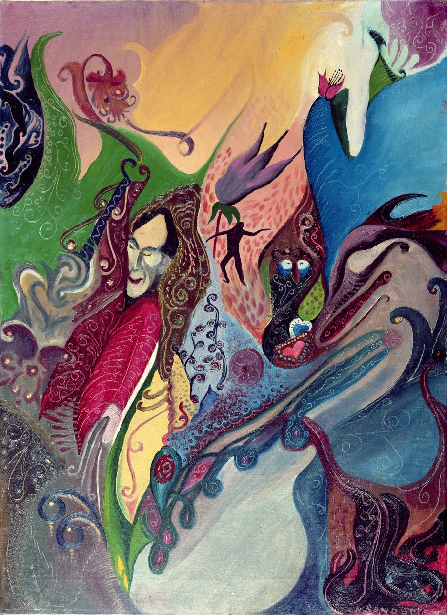 Fantasy (olie på lærred) af A. Sandeman