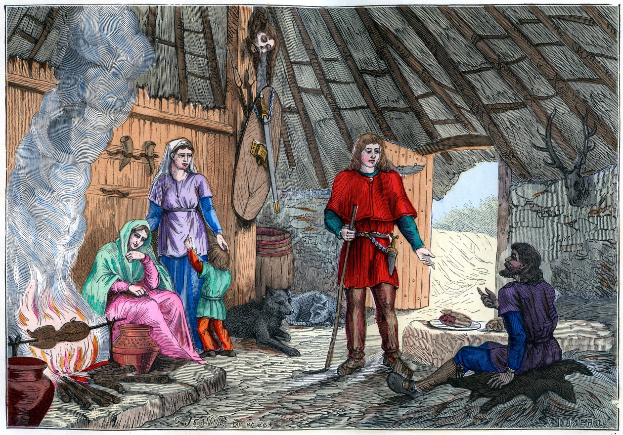 Interiør i et gallisk hus, 1882-1884. af A Tauxier