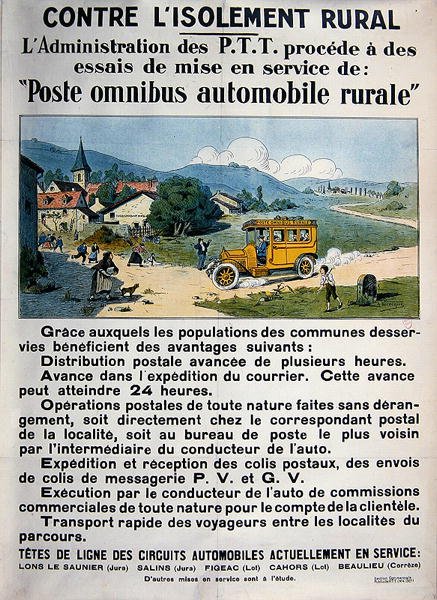 Plakat med reklame for den franske postomnibus af A. Verecque