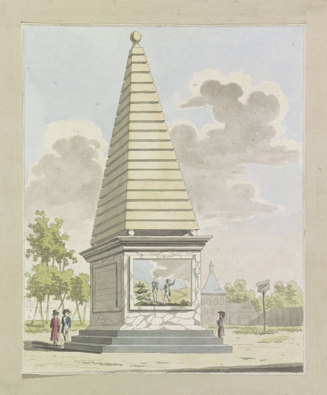 Udsmykning i plantagen, 1795 Ti plader med dekorationerne ved Alliantiefeest i Amsterdam i 1795 (serietitel) af A. Verkerk