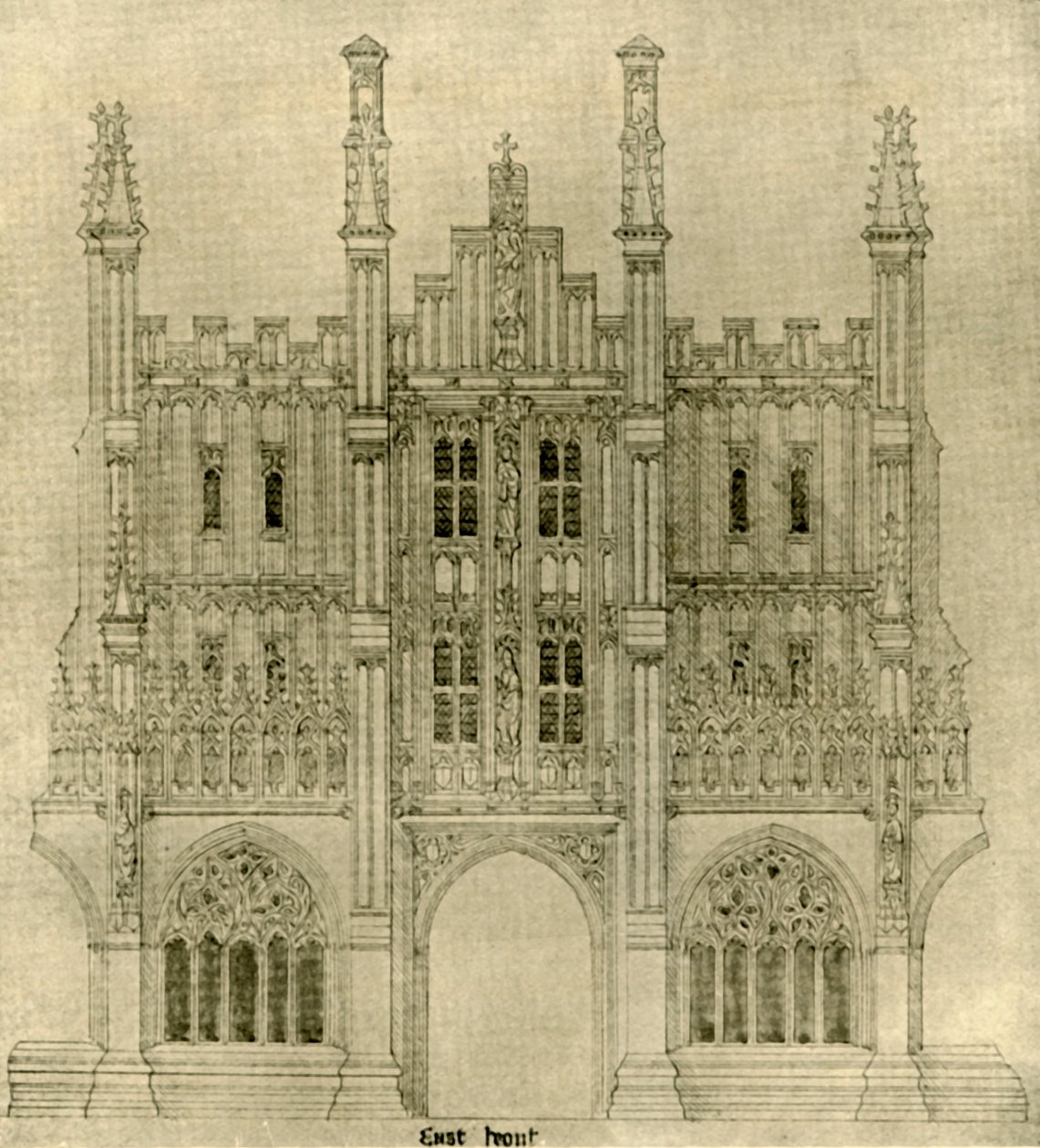 Arkitekttegning: Østfront, 1833-1834, 1906. af A. W. N. Pugin