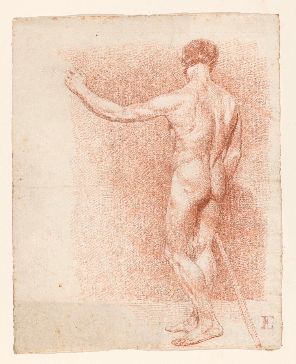 Stående nøgen mand, set bagfra af A. Waterloo (attributed to)