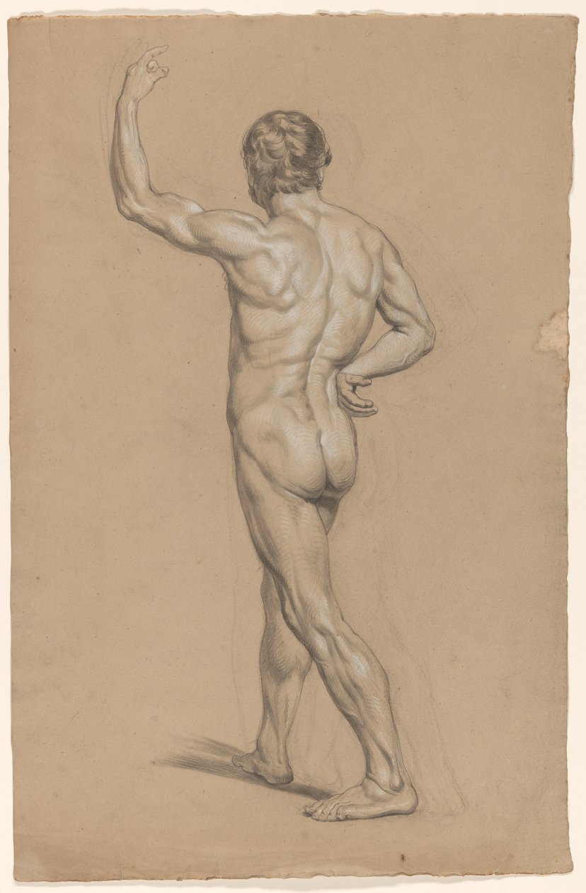 Stående nøgen mand, set bagfra af A. Waterloo (attributed to)