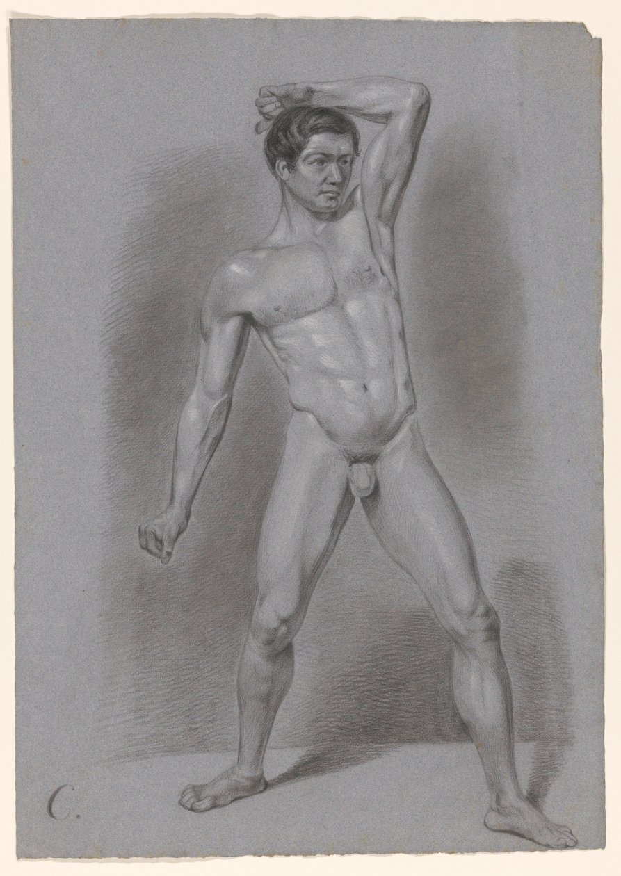 Stående nøgen mand, set forfra af A. Waterloo (attributed to)