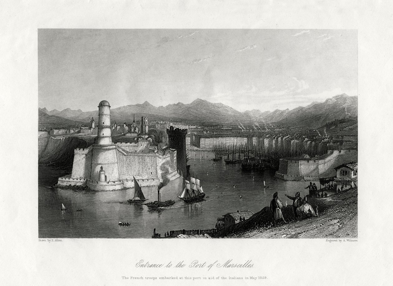 Indgang til havnen i Marseille, Frankrig, 1875 af A. Willmore