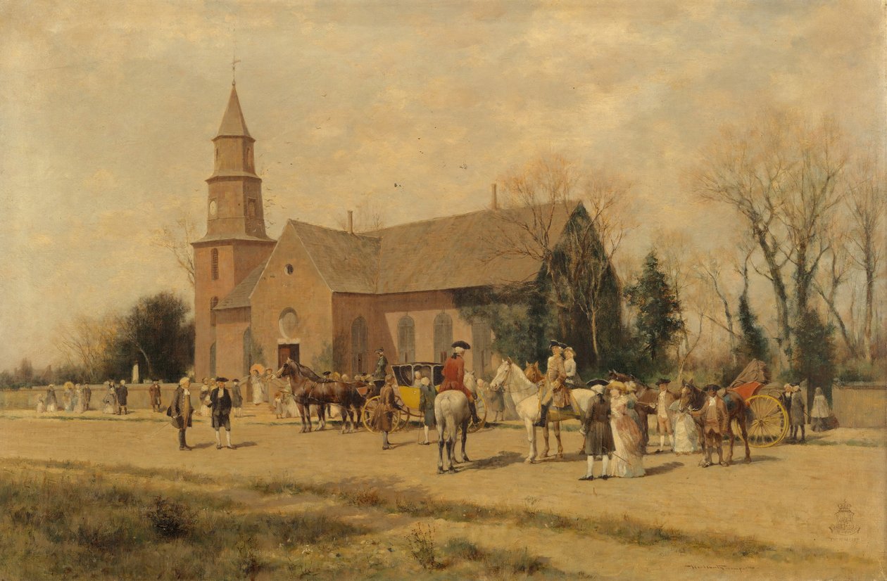 Old Bruton Church, Williamsburg, Virginia, i Lord Dunmores tid, 1893. af A. Wordsworth Thompson