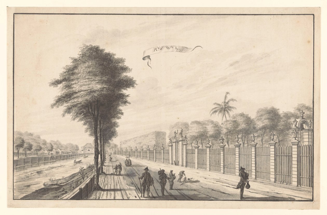 Posten Rijswijk set fra Noordwijk Rijswijk (titel på objekt) af A. de Nelly (attributed to)