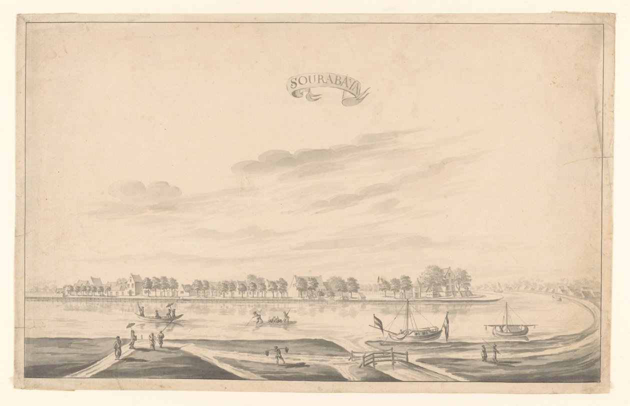 Udsigt over Surabaya Sourabaya (titel på objekt) af A. de Nelly (possibly)