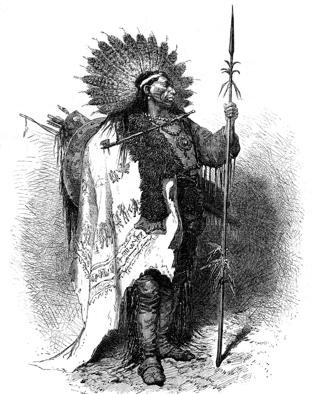 En indianer, USA, 1800-tallet. af A. de Neuville