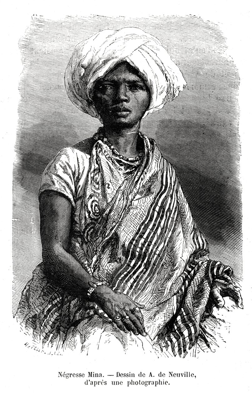 Negresse Mina, Brasilien, 1800-tallet af A. de Neuville