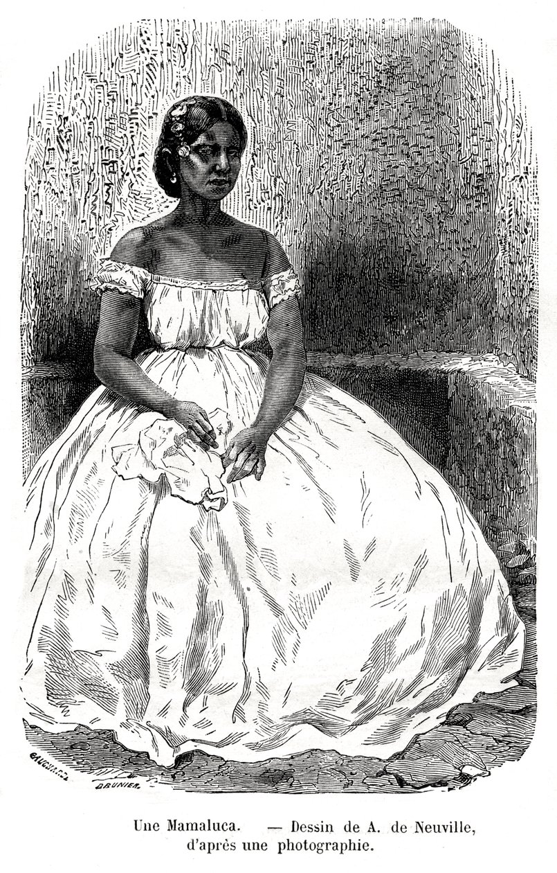 Une Mamaluca, Brazil, 19th century. af A. de Neuville