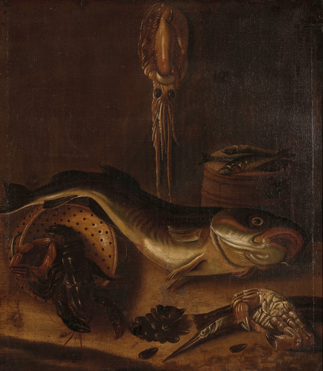 Stilleben med fisk af A. van Doeff