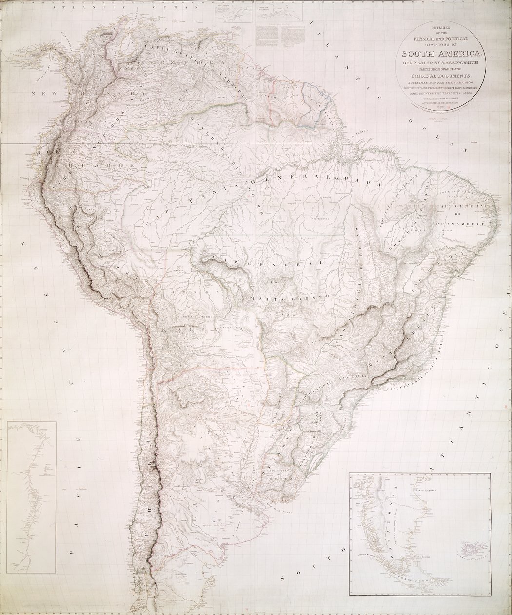 Skitser af de fysiske og politiske opdelinger i Sydamerika, 1810 af Aaron Arrowsmith