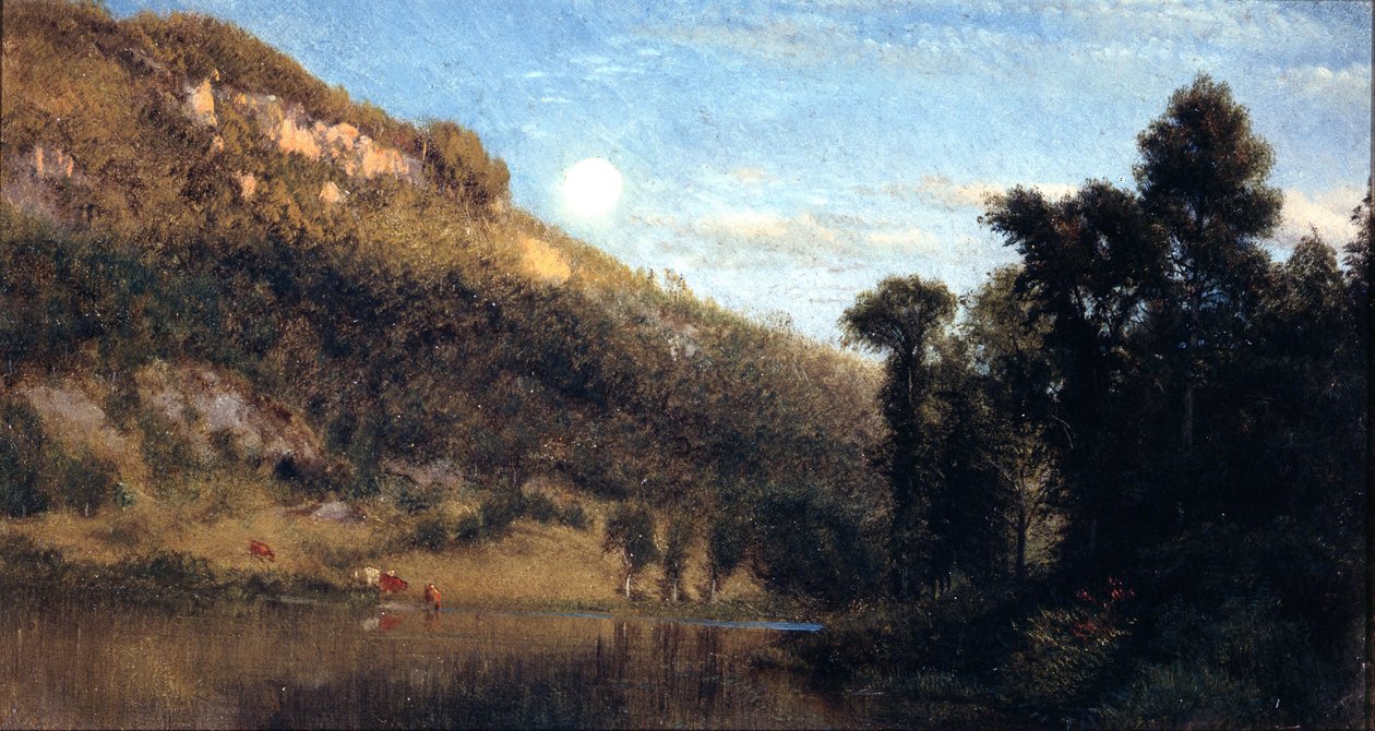 Berkshire Foothills, Full Moon Over Meadowbrook af Aaron Draper Shattuck