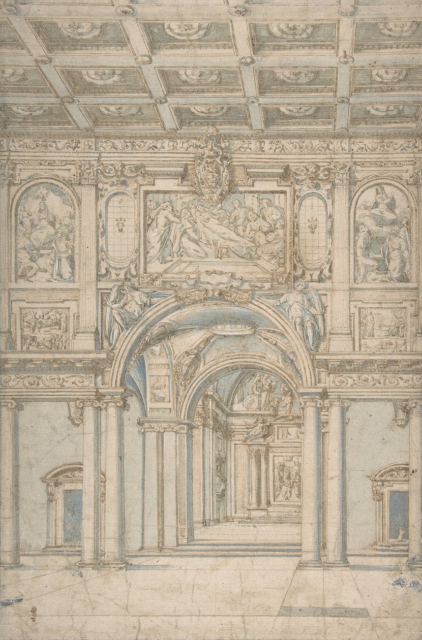 Studie af det indre af Santa Maria Maggiore i Rom., 1621-46. af Abbate Paolo de Angelis